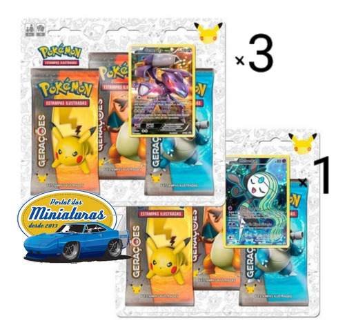 Kit Com 4 Triple Packs Lacrados Gerações Pokemon Tcg